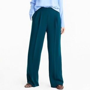 J CREW Size 4- Green Wide Leg Matte Crepe Pants